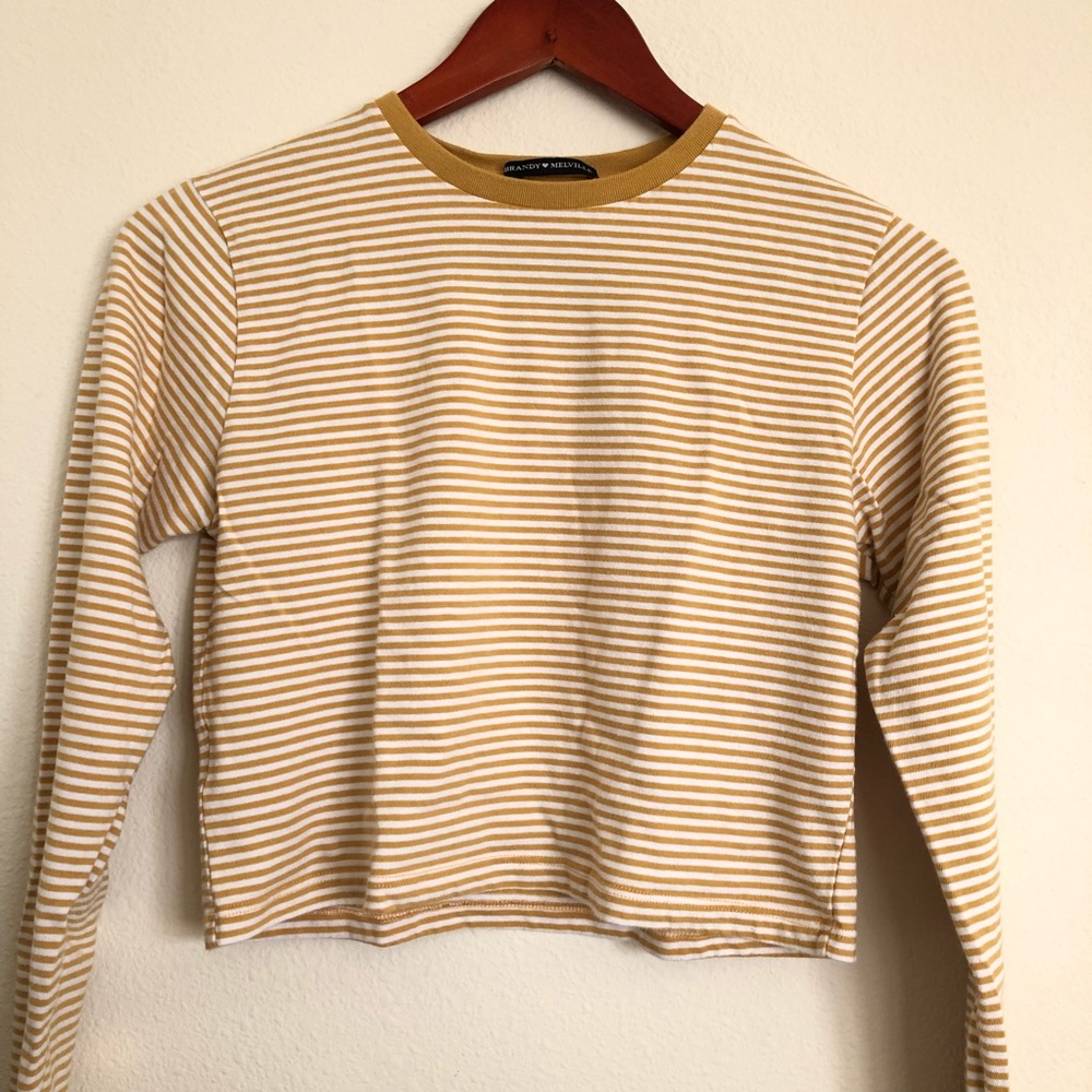 Brandy Melville Mustard Striped Long Sleeve